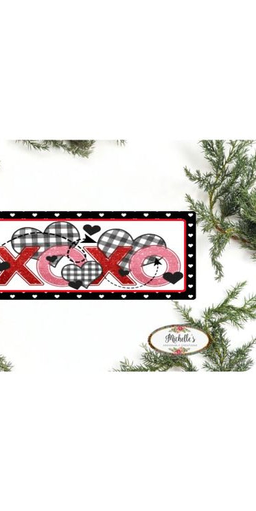 Plaid XOXO Valentine Hearts Sign - Wreath Enhancement - Michelle's aDOORable Creations - Signature Signs