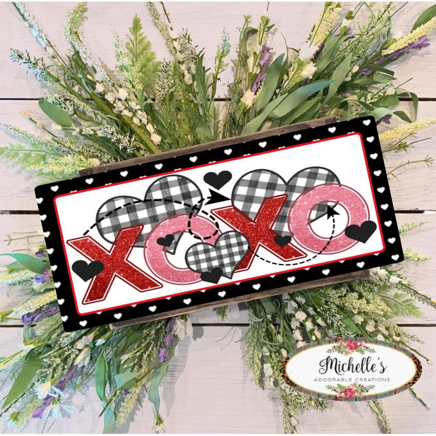 Shop For Plaid XOXO Valentine Hearts Sign - Wreath Enhancement at Michelle's aDOORable Creations