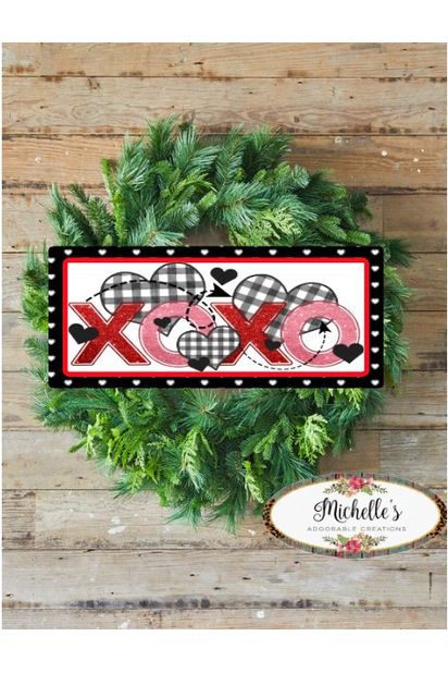 Shop For Plaid XOXO Valentine Hearts Sign - Wreath Enhancement