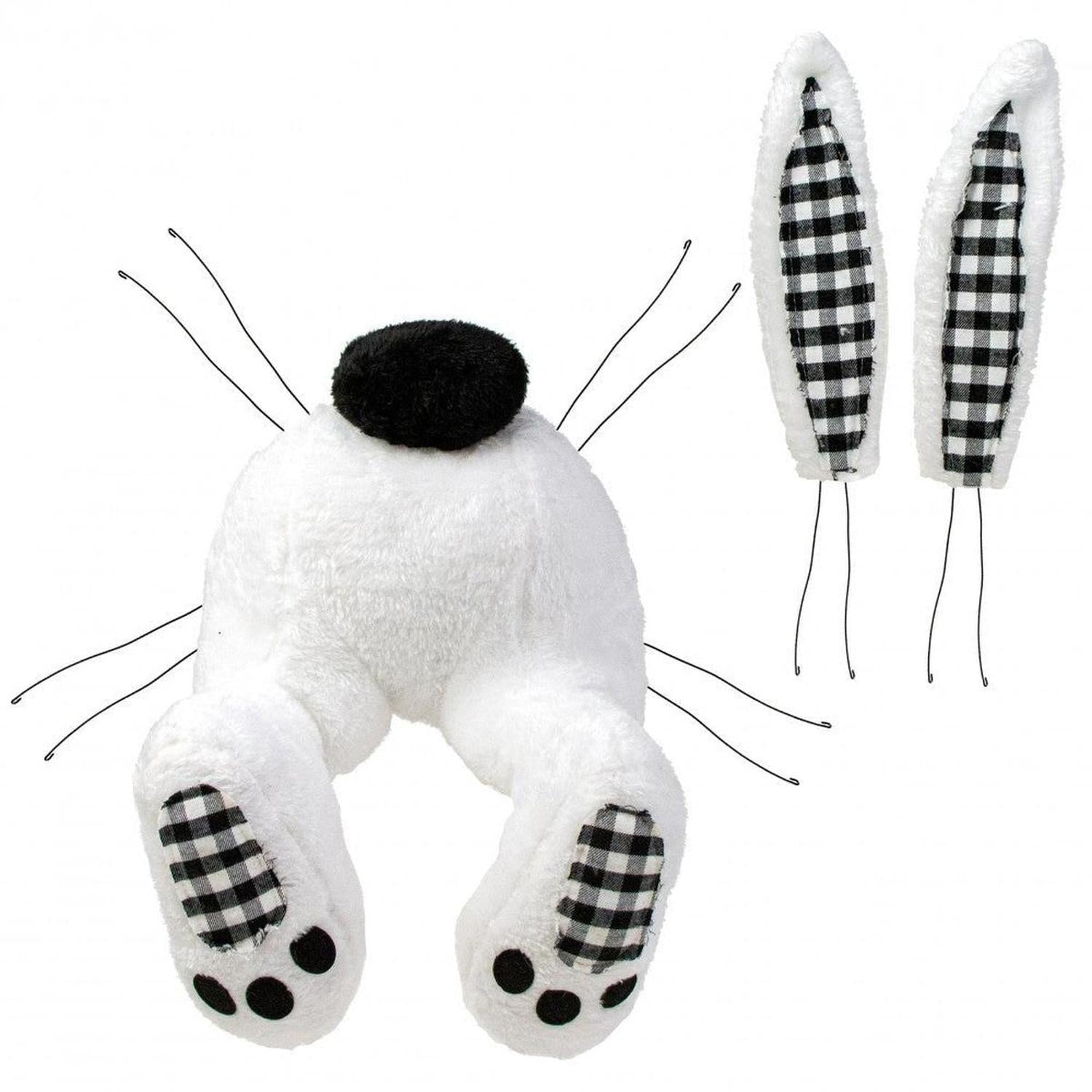 Plush Bunny Wreath Accent: Black & White