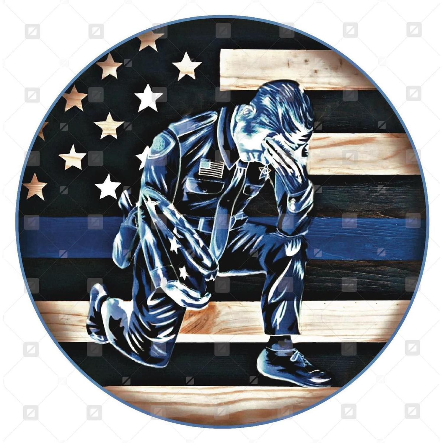 Police Officer Thin Blue Line Round Sign