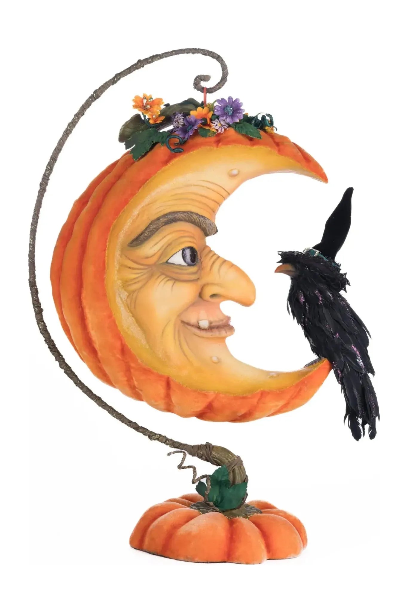 Pumpkin Moon Witch Wall Piece or Tabletop - Michelle's aDOORable Creations - Halloween Decor