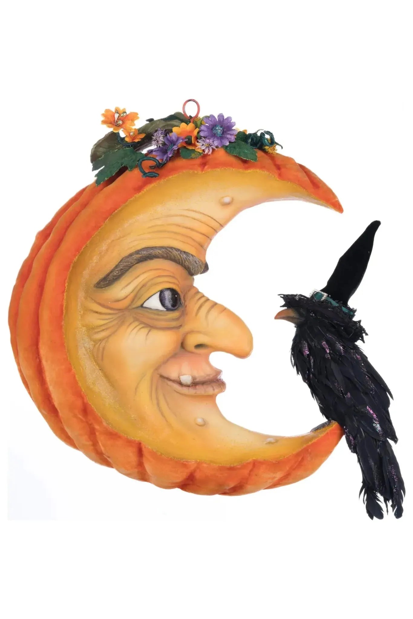 Pumpkin Moon Witch Wall Piece or Tabletop - Michelle's aDOORable Creations - Halloween Decor