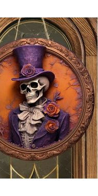 Purple Suit Skeleton Groom 3D Sign - Wreath Enhancement - Michelle's aDOORable Creations - Signature Signs