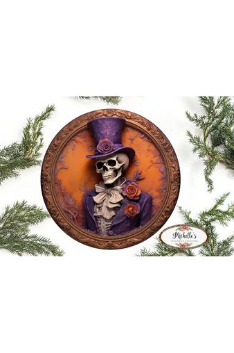 Shop For Purple Suit Skeleton Groom 3D Sign - Wreath Enhancement