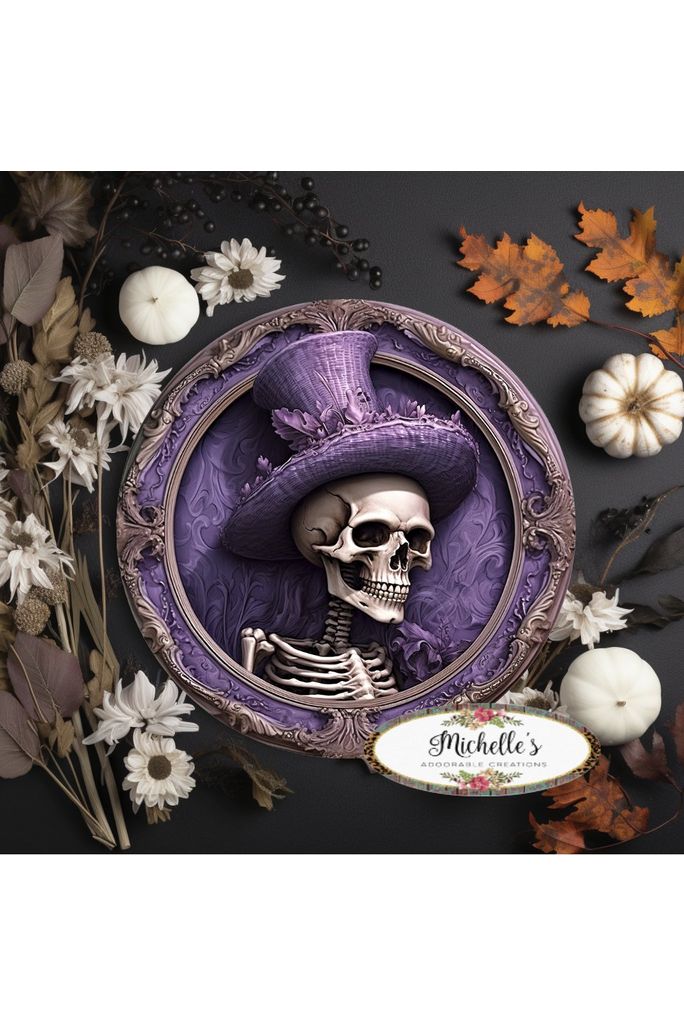 Shop For Purple Top Hat Skeleton 3D Sign - Wreath Enhancement