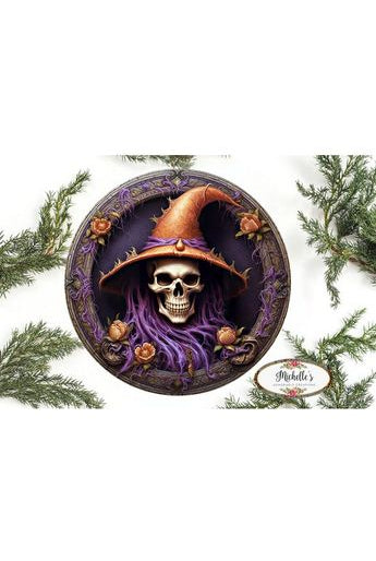 Purple Witch Skeleton 3D Sign - Wreath Enhancement - Michelle's aDOORable Creations - Signature Signs