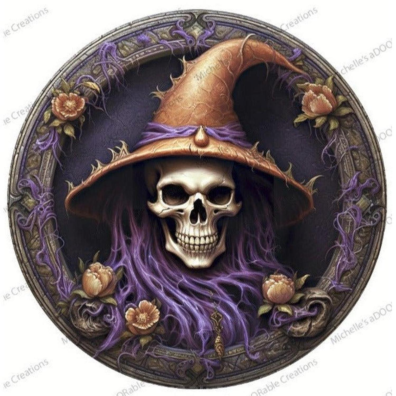 Shop For Purple Witch Skeleton 3D Sign - Wreath Enhancement at Michelle's aDOORable Creations