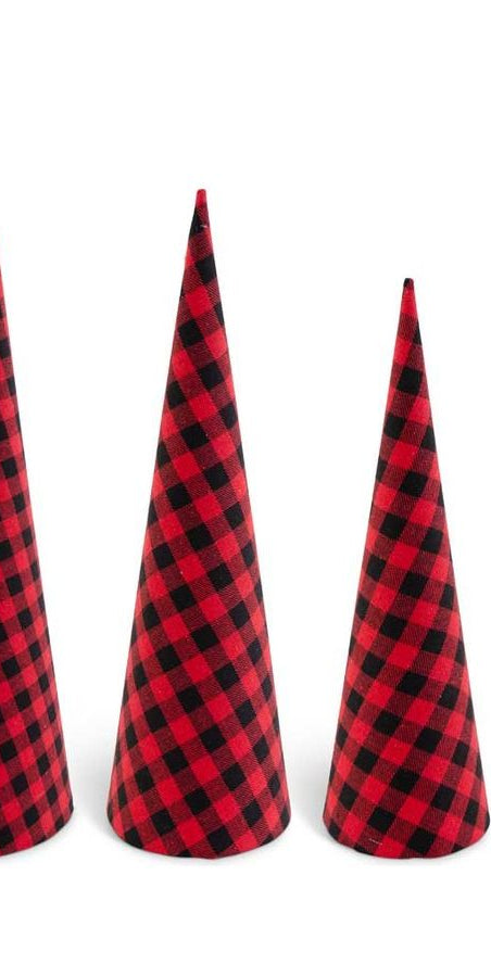 Red and Black Buffalo Check Fabric Trees (Set of 3) - Michelle's aDOORable Creations - Christmas Decor