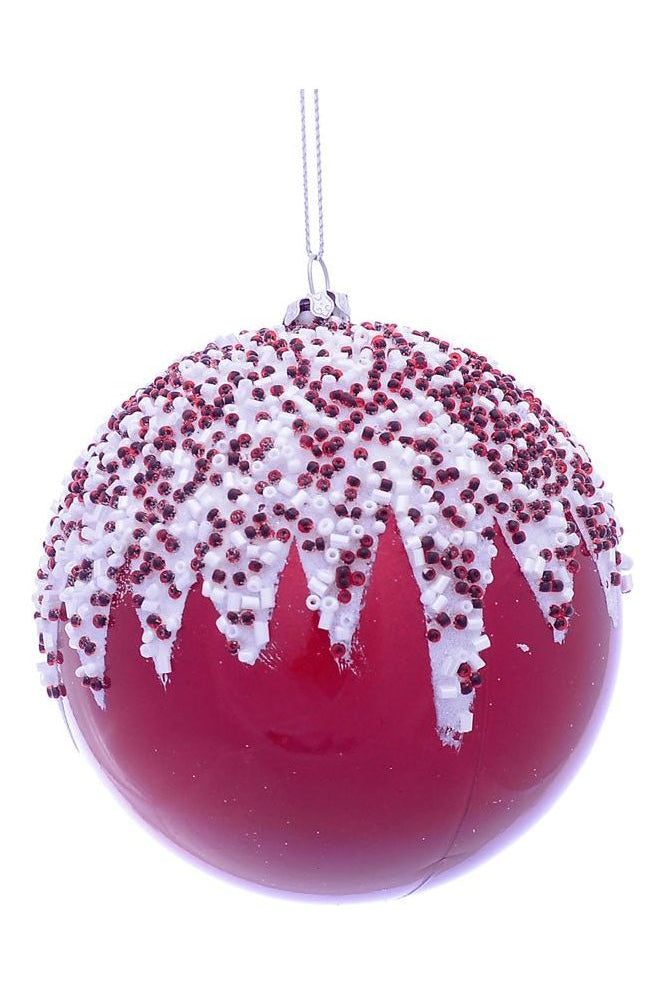 Shop For Red Beaded Christmas Ornament (Set of 3) MC190703