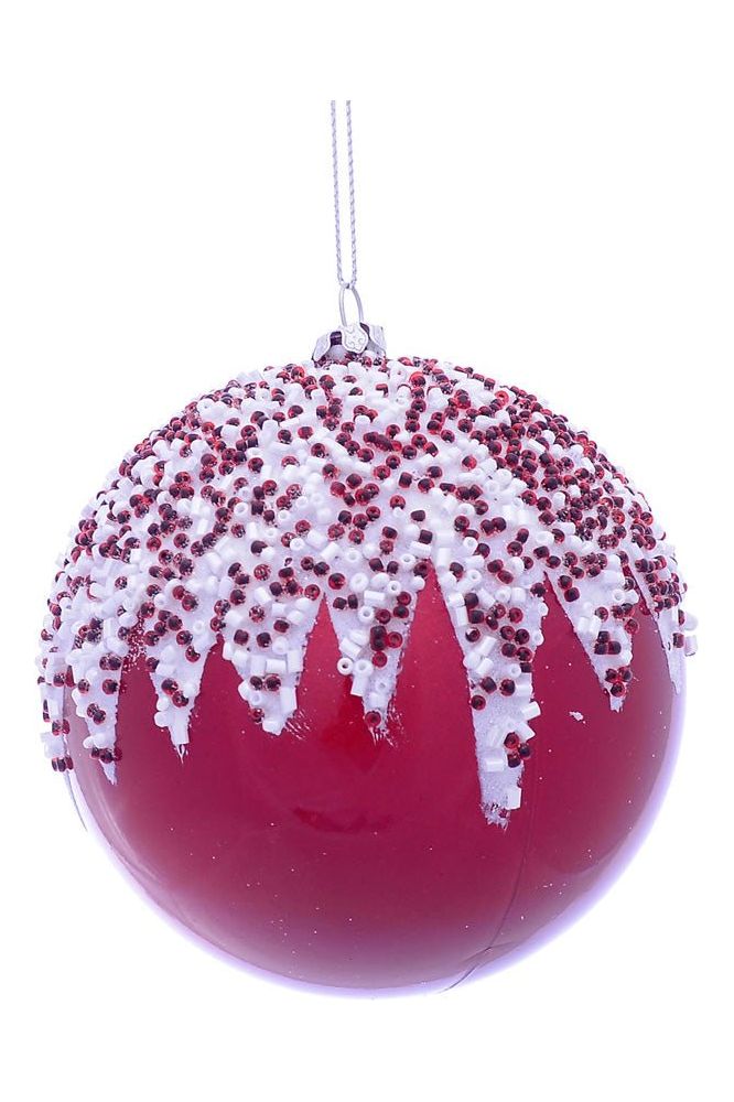Red Beaded Christmas Ornament (Set of 3) - Michelle's aDOORable Creations - Holiday Ornaments