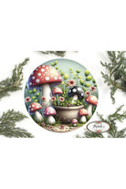 Red Black Mushroom Fairy Round Sign - Michelle's aDOORable Creations - Signature Signs