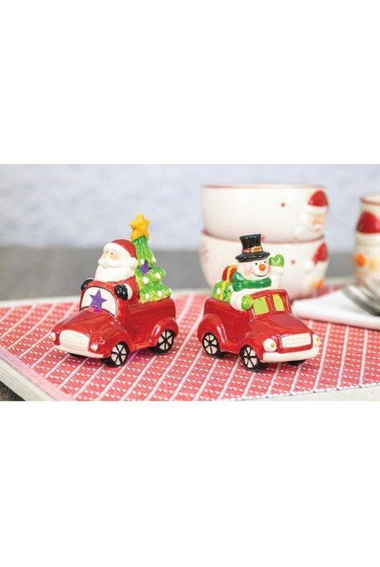 Red Farm Truck Tabletop Santa/Snowman Decor (2 Asst.) - Michelle's aDOORable Creations - Christmas Decor