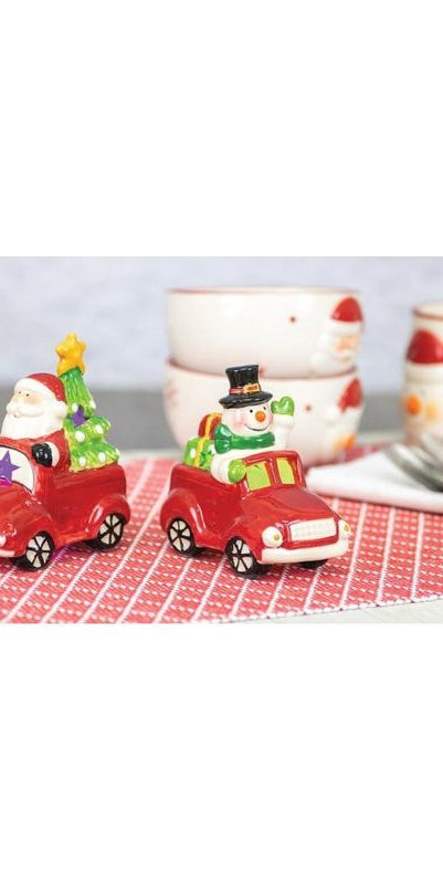 Red Farm Truck Tabletop Santa/Snowman Decor (2 Asst.) - Michelle's aDOORable Creations - Christmas Decor