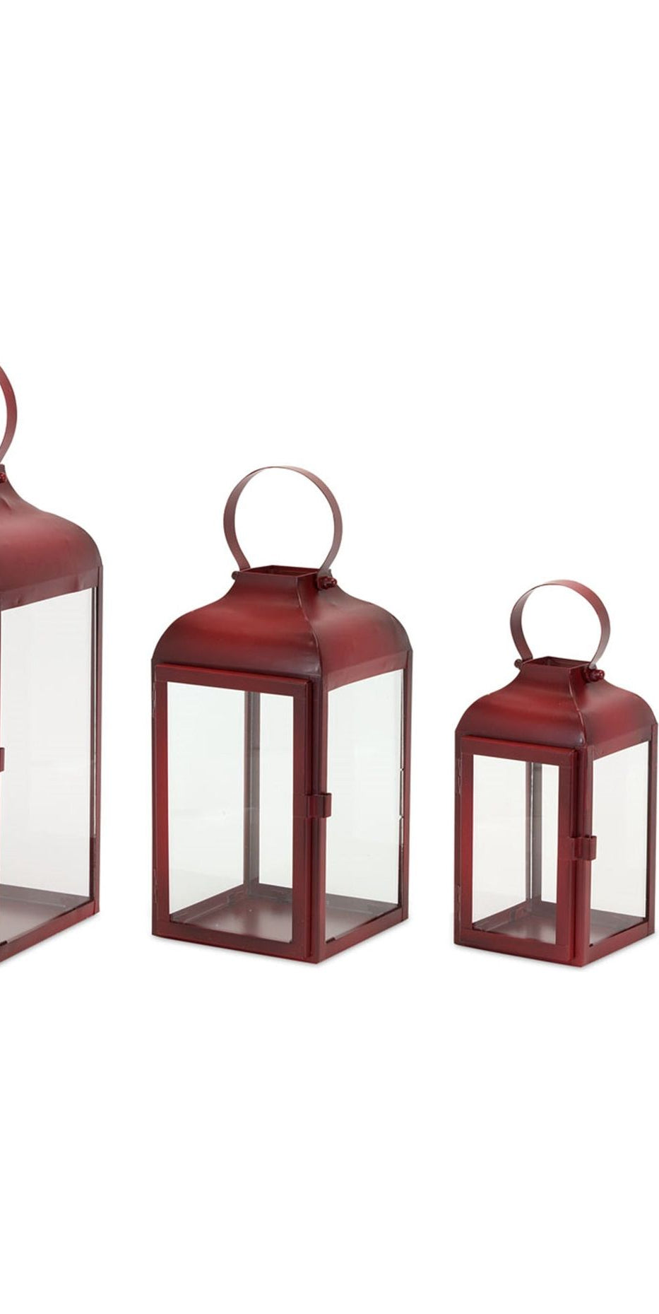 Red Iron Glass Lantern (Set of 3) - Michelle's aDOORable Creations - Lantern