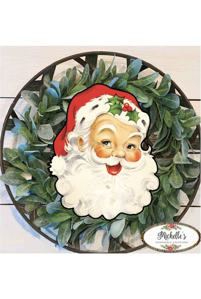 Red Vintage Santa Face Sign SF1 - Wreath Enhancement - Michelle's aDOORable Creations - Signature Signs