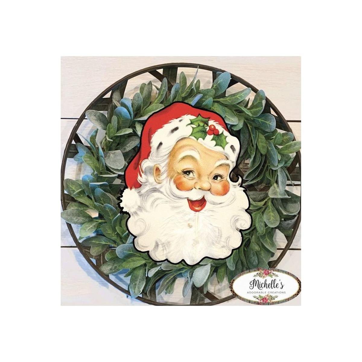 Shop For Red Vintage Santa Face Sign SF1 - Wreath Enhancement at Michelle's aDOORable Creations