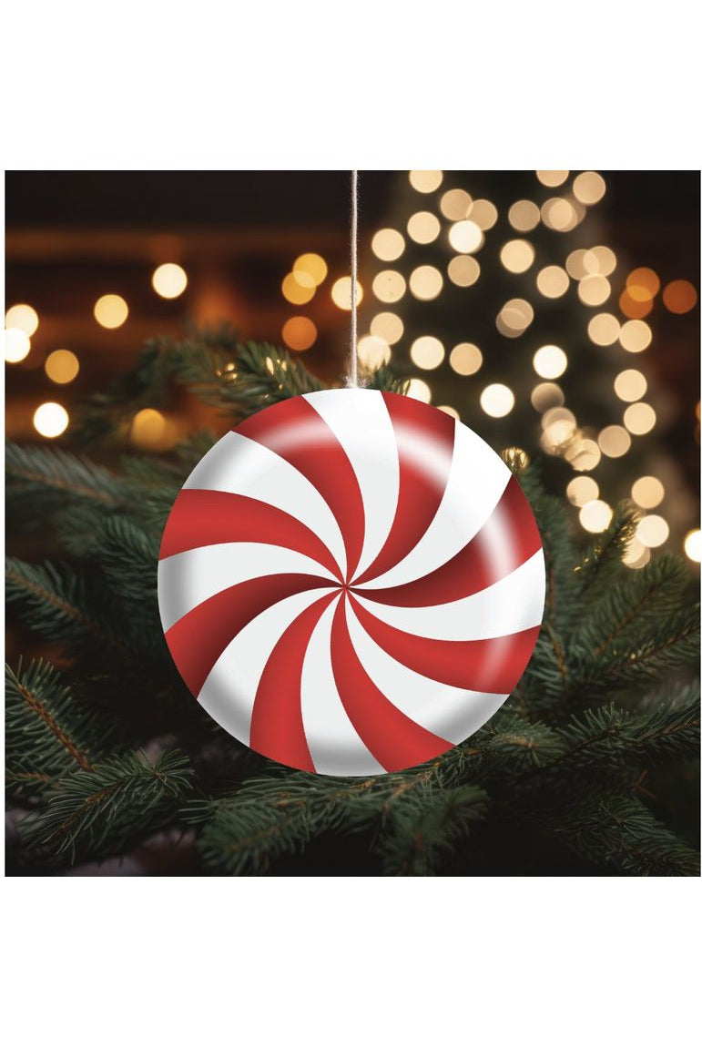 Red White Peppermint Candy Round Sign - Wreath Enhancement - Michelle's aDOORable Creations - Signature Signs