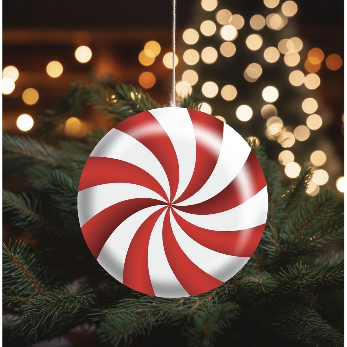 Shop For Red White Peppermint Candy Round Sign - Wreath Enhancement at Michelle's aDOORable Creations