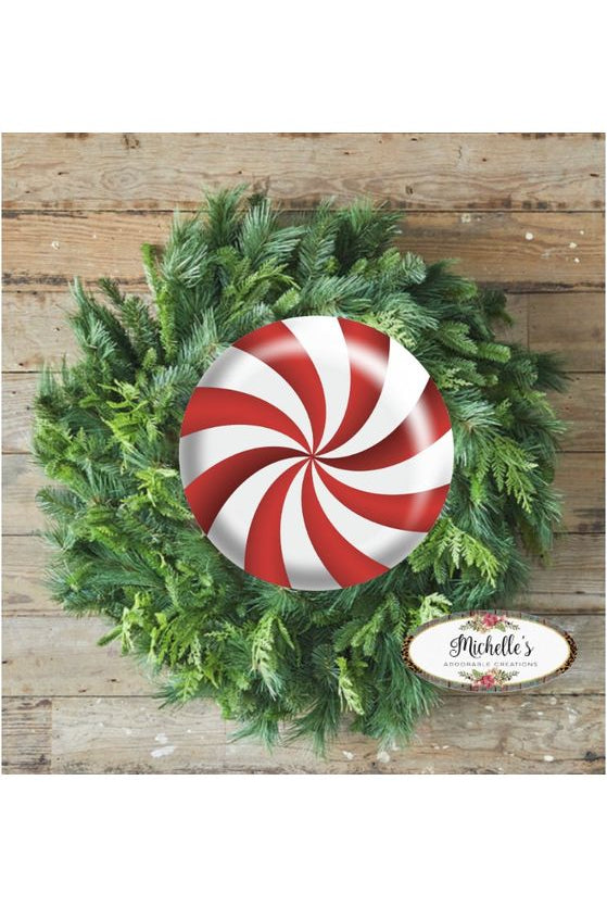 Red White Peppermint Candy Round Sign - Wreath Enhancement - Michelle's aDOORable Creations - Signature Signs