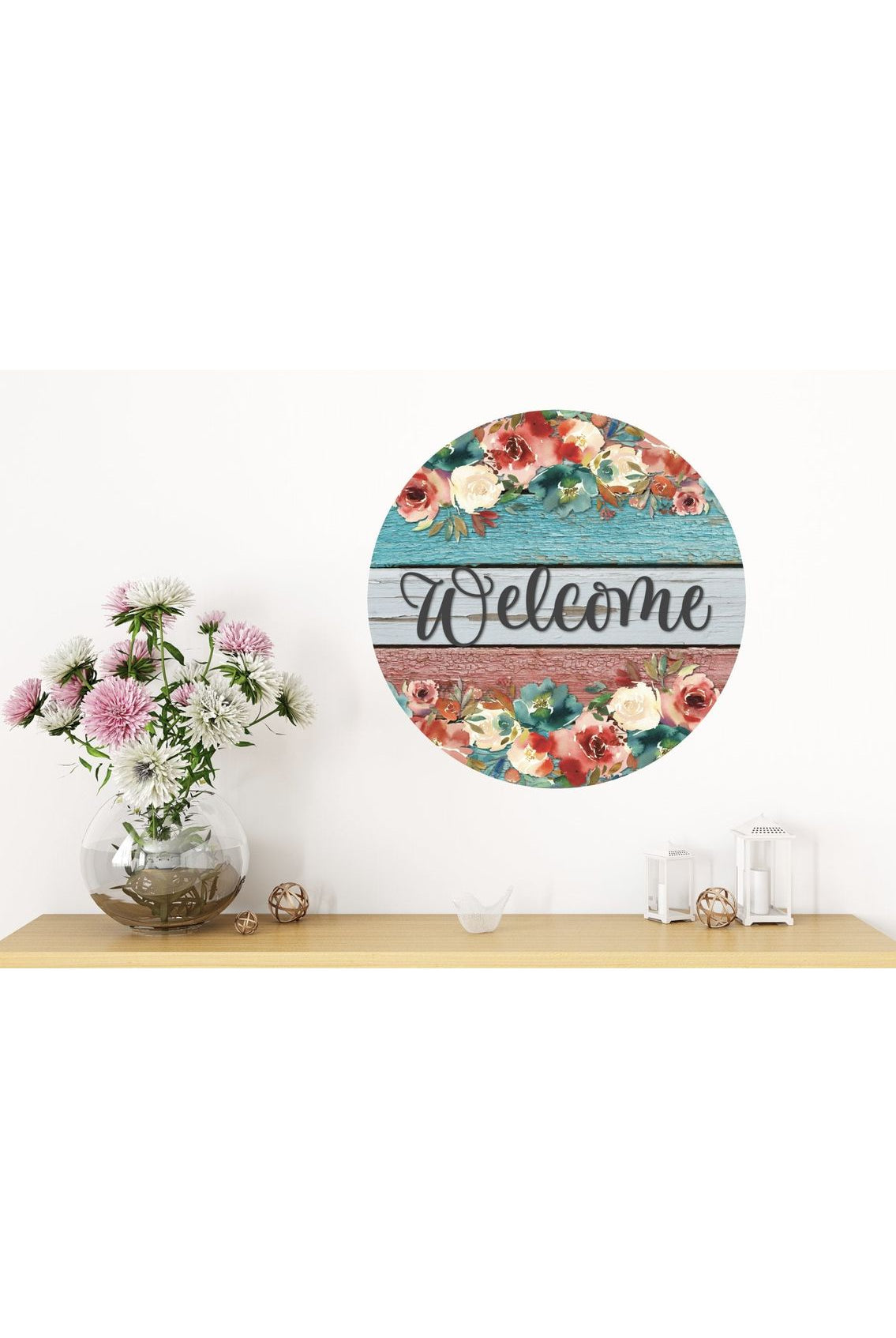 Rustic Welcome Wood Roses Sign - Wreath Enhancement - Michelle's aDOORable Creations - Signature Signs