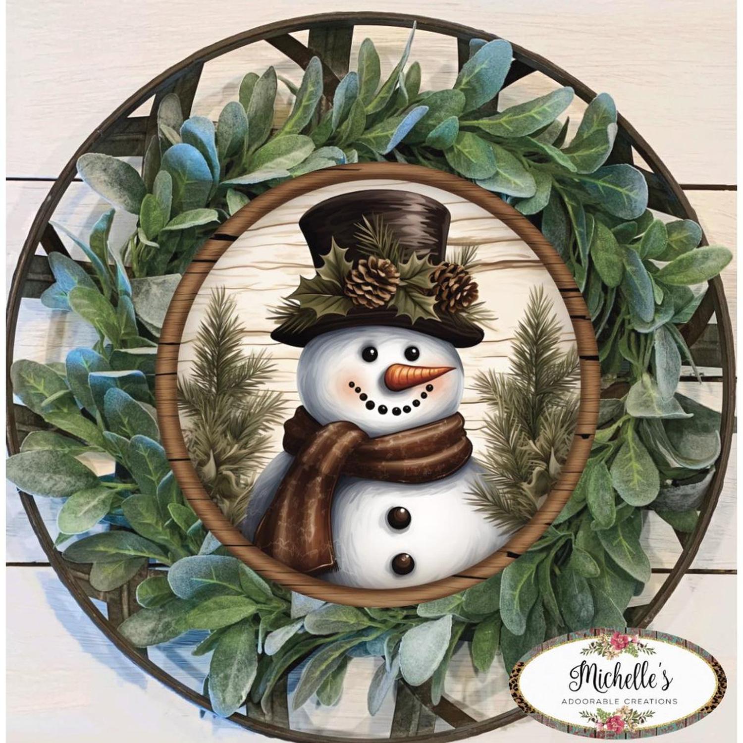 Shop For Rustic Wood Snowman Sign - Wreath Enhancement at Michelle's aDOORable Creations