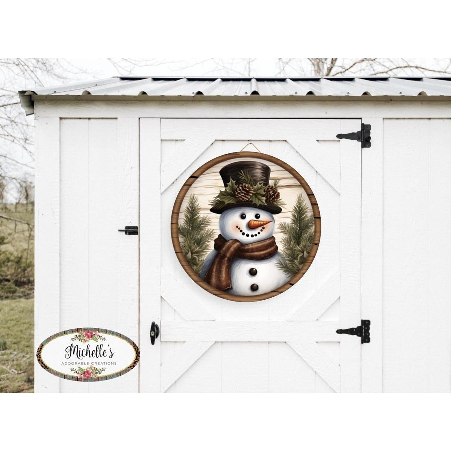 Rustic Wood Snowman Sign - Wreath Enhancement