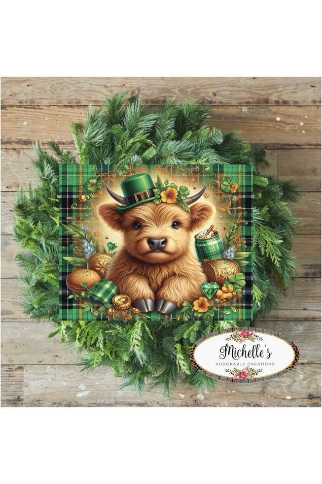 Shop For Saint Patrick Highland Cow Sign - Wreath Enhancement