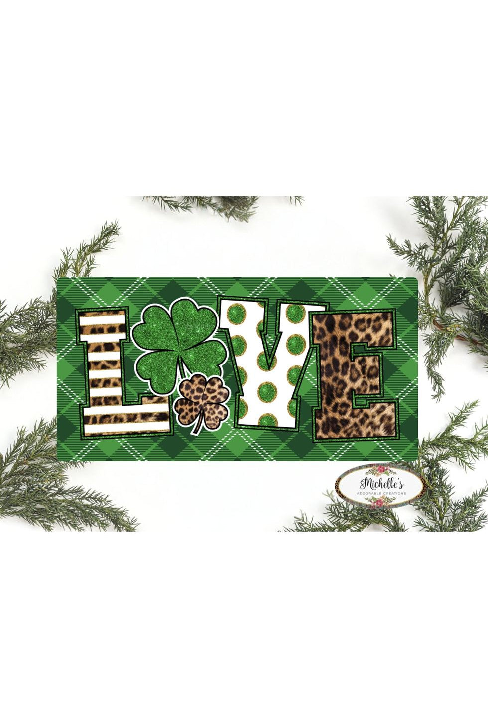 Shop For Saint Patrick's Day Leopard Love Sign - Wreath Enhancement