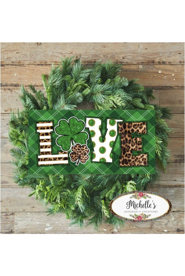 Saint Patrick's Day Leopard Love Sign - Wreath Enhancement - Michelle's aDOORable Creations - Signature Signs