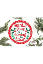 Santa Paws Christmas Round Sign - Wreath Enhancement - Michelle's aDOORable Creations - Signature Signs