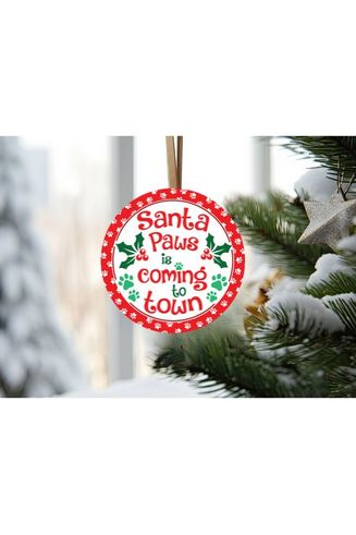 Santa Paws Christmas Round Sign - Wreath Enhancement - Michelle's aDOORable Creations - Signature Signs