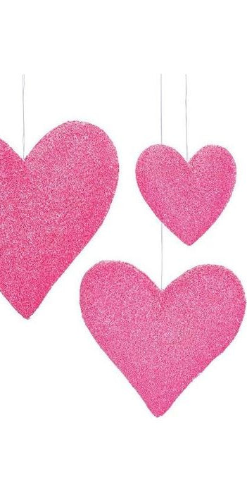 Shiny Pink Hanging Heart (Assorted Sizes) - Michelle's aDOORable Creations - Holiday Ornaments