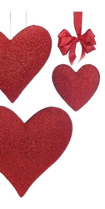 Shiny Red Hanging Heart (Assorted Sizes) - Michelle's aDOORable Creations - Holiday Ornaments