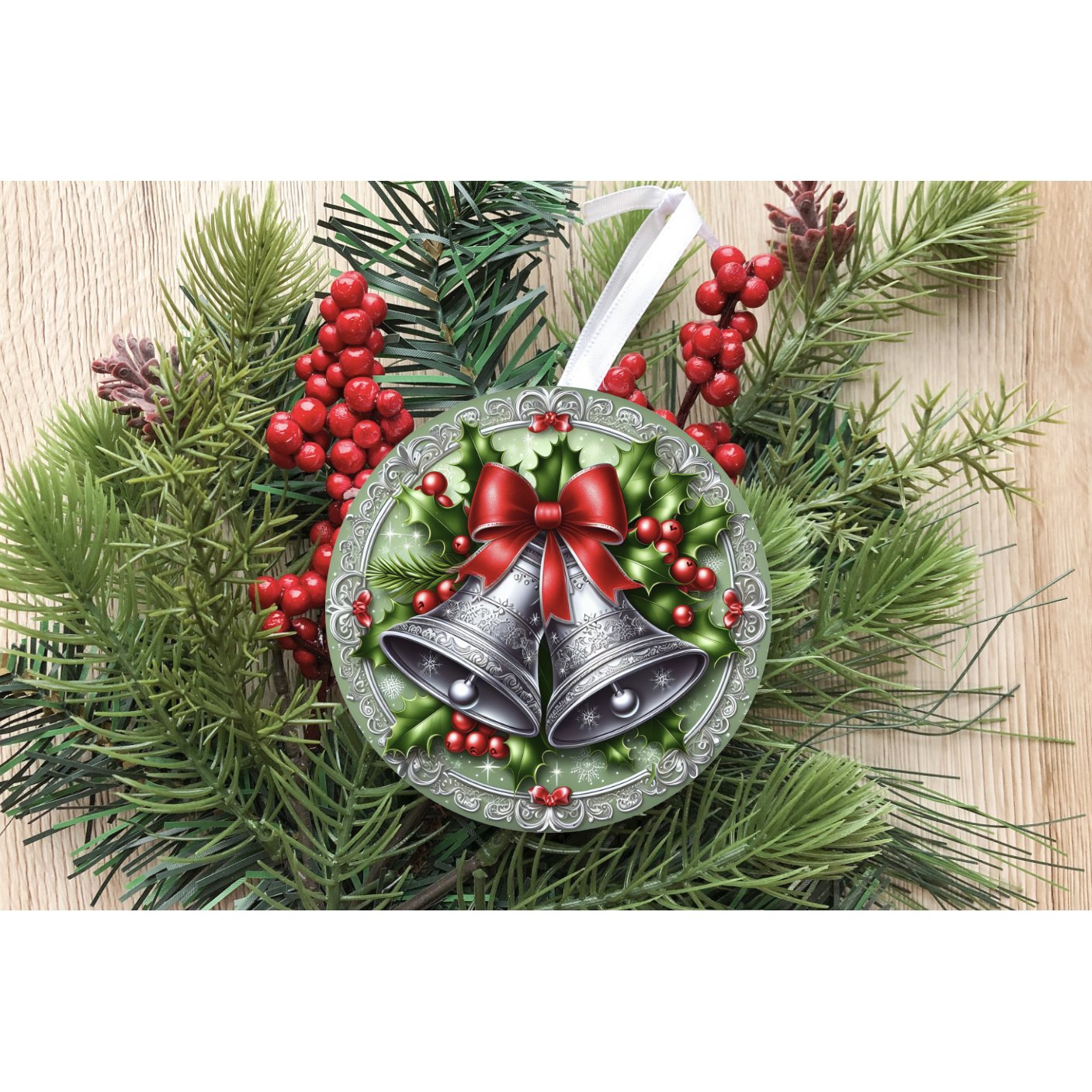 Shop For Silver Bells Round Sign - Wreath Enhancement at Michelle's aDOORable Creations
