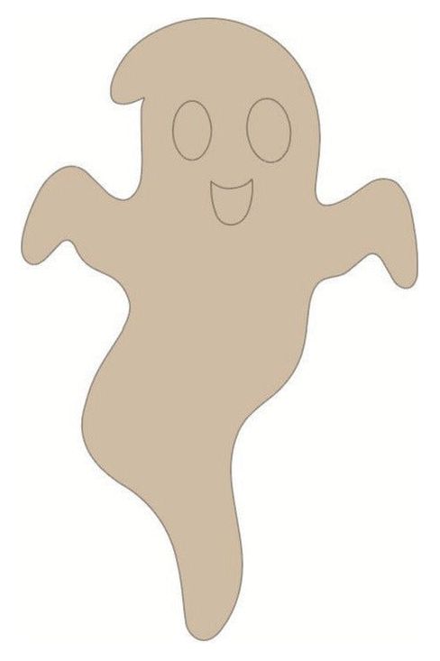 Smiling Halloween Ghost Wood Cutout - Unfinished Wood - Michelle's aDOORable Creations - Signature Signs