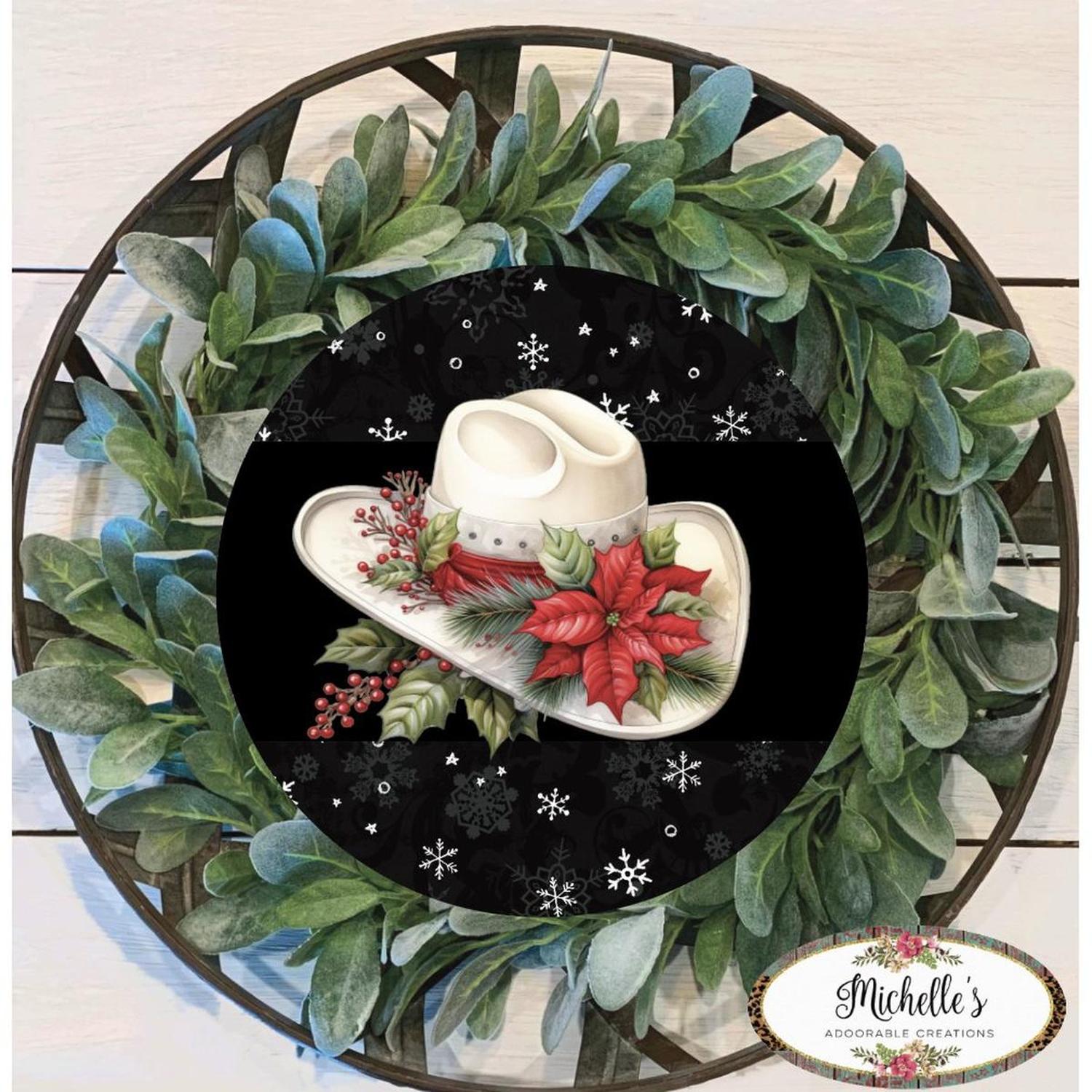 Shop For Snowflake Christmas Hat Sign - Wreath Enhancement at Michelle's aDOORable Creations