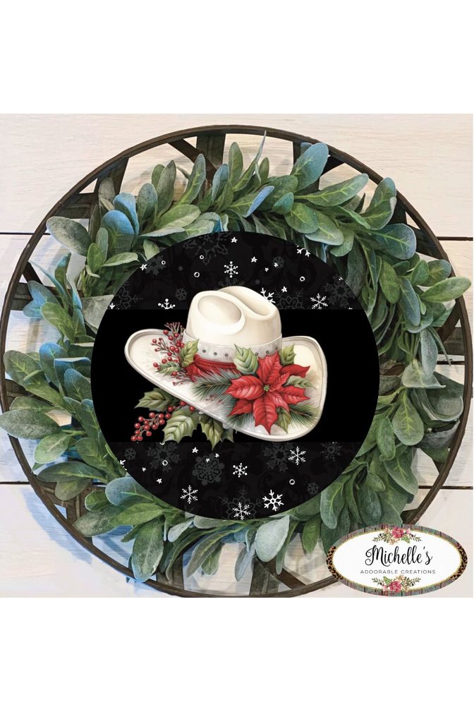 Snowflake Christmas Hat Sign - Wreath Enhancement - Michelle's aDOORable Creations - Wooden/Metal Signs
