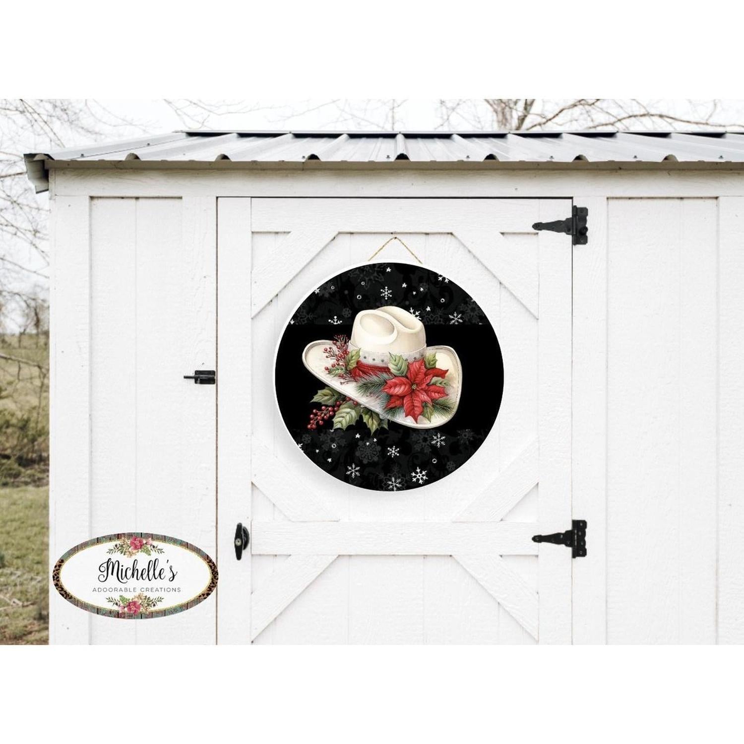 Shop For Snowflake Christmas Hat Sign - Wreath Enhancement at Michelle's aDOORable Creations
