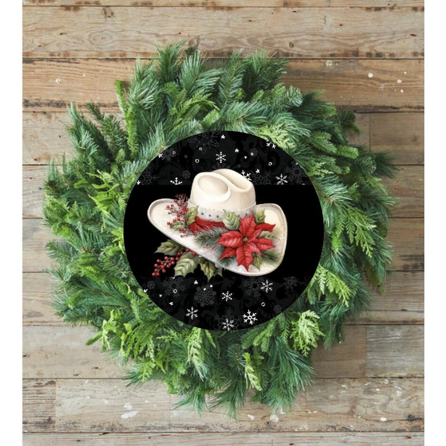 Snowflake Christmas Hat Sign - Wreath Enhancement