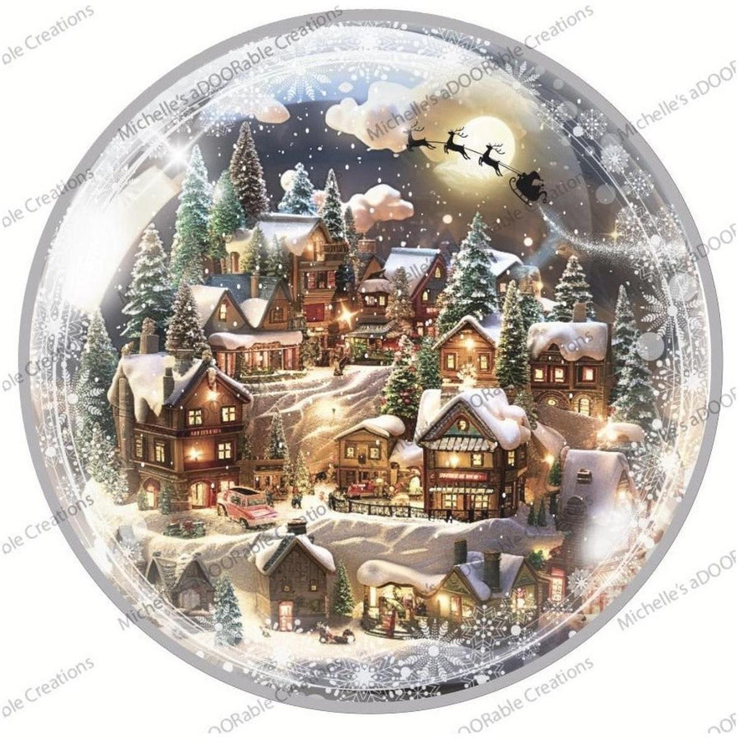 Snowglobe Sleigh Round Sign - Wreath Enhancement