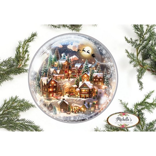 Shop For Snowglobe Sleigh Round Sign - Wreath Enhancement at Michelle's aDOORable Creations