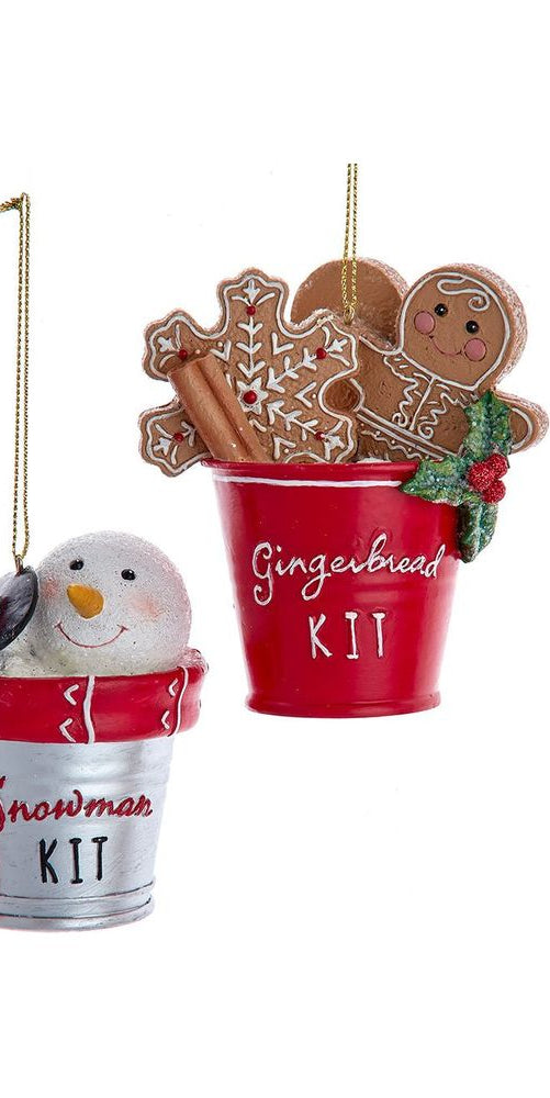 Snowman and Gingerbread In Pail Ornaments - Michelle's aDOORable Creations - Holiday Ornaments