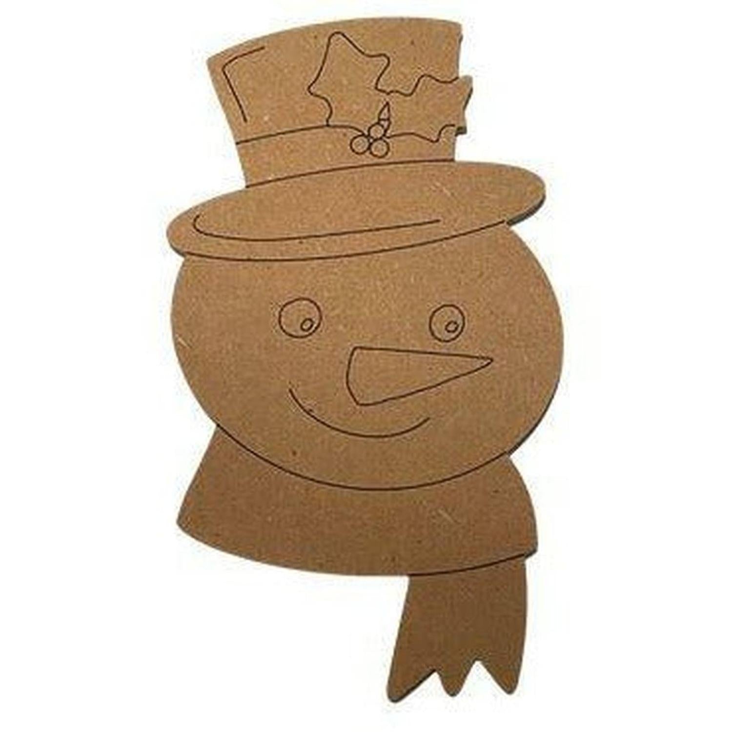 Snowman with Scarf Door Hanger Unfinished Wood Cutout