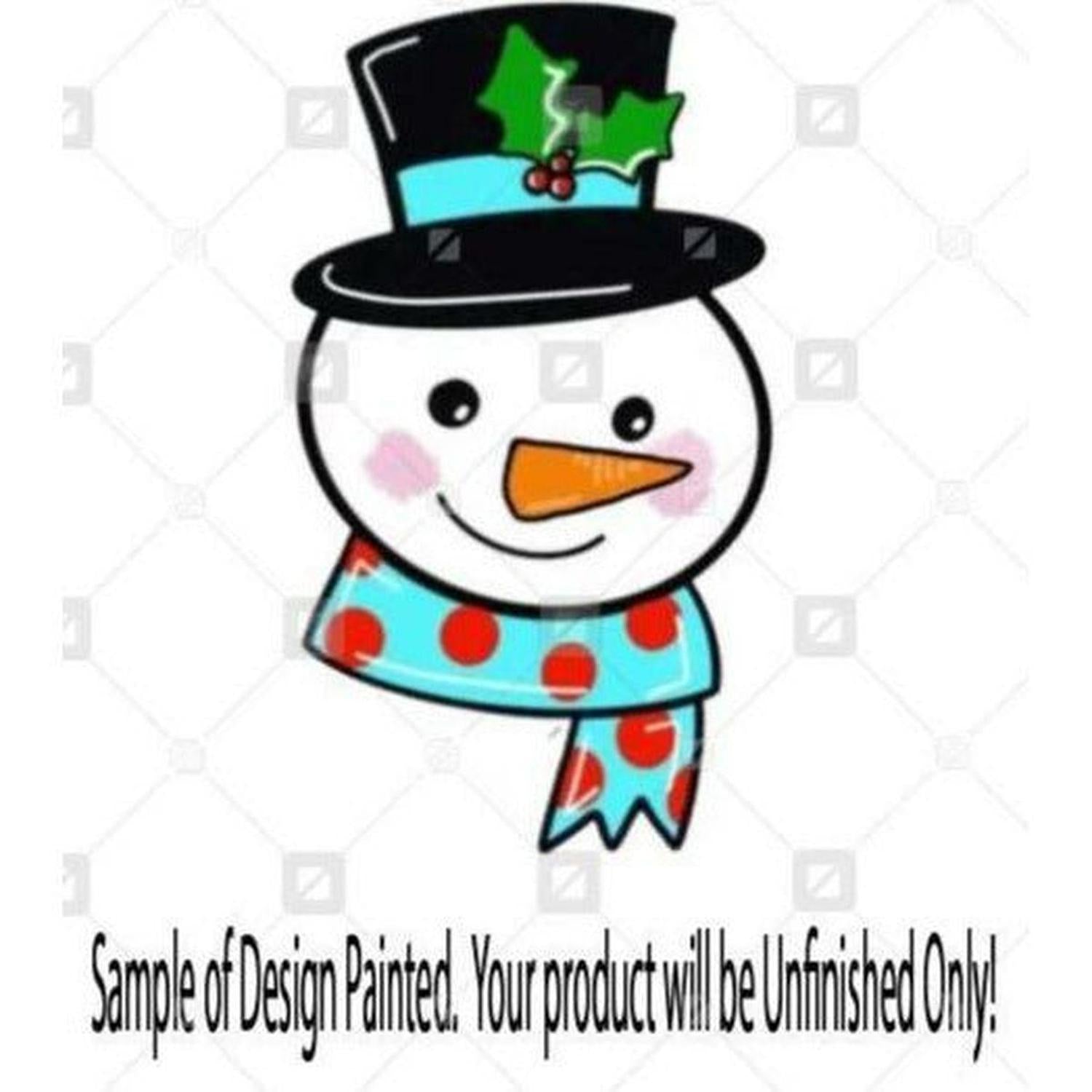 Snowman with Scarf Door Hanger Unfinished Wood Cutout