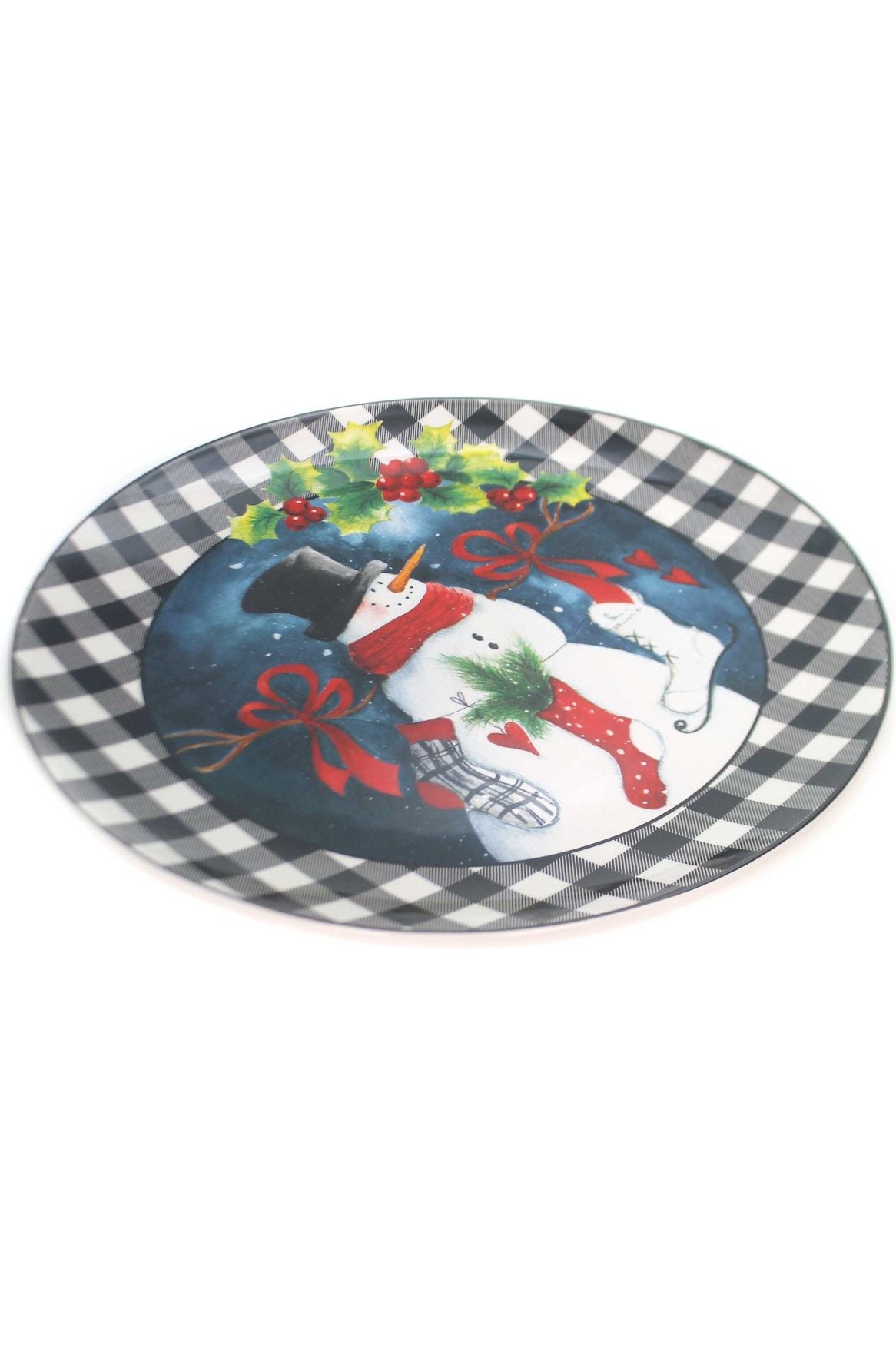 Snowman with Stockings Platter - Michelle's aDOORable Creations - Glass Fusion