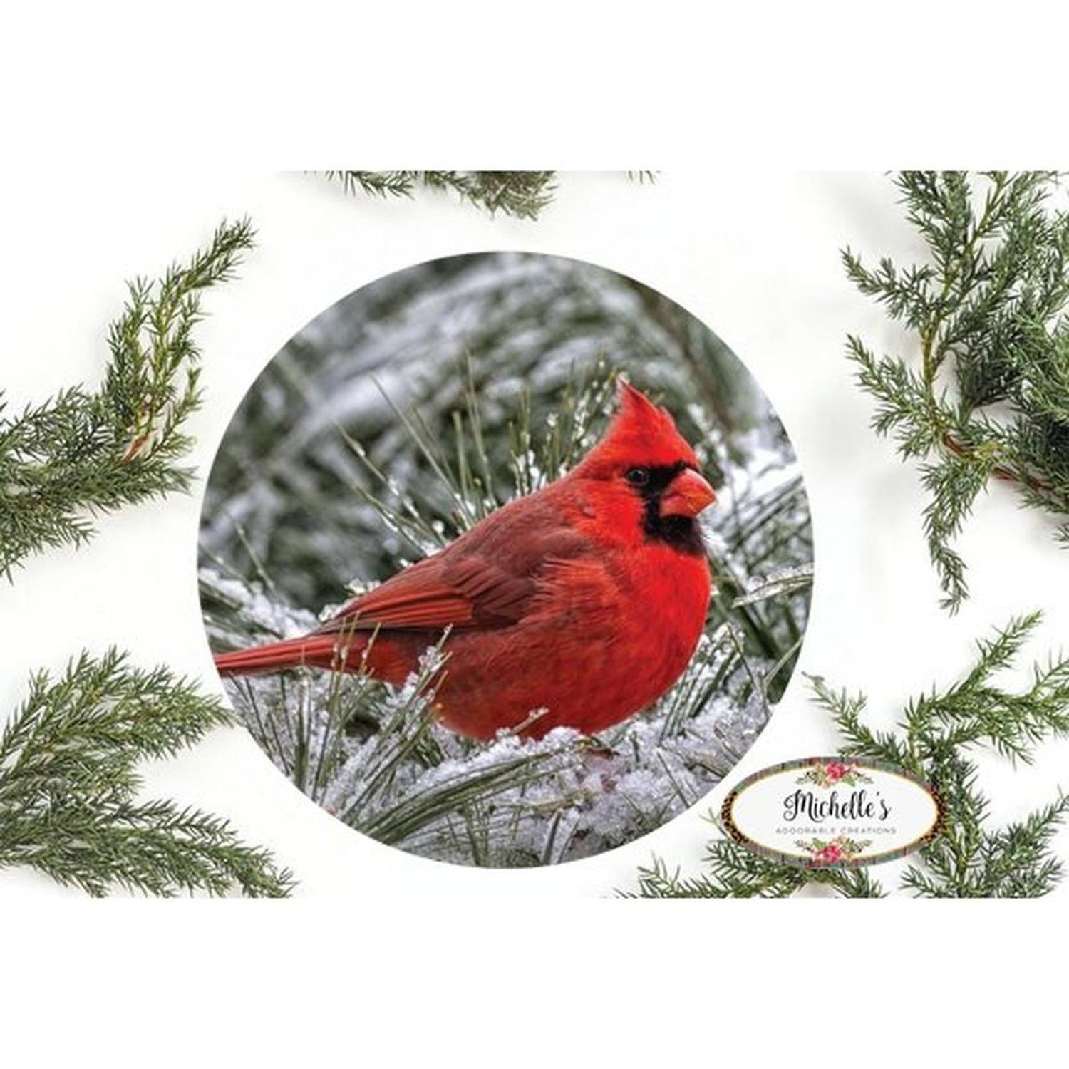 Snowy Branch Cardinal Bird Sign