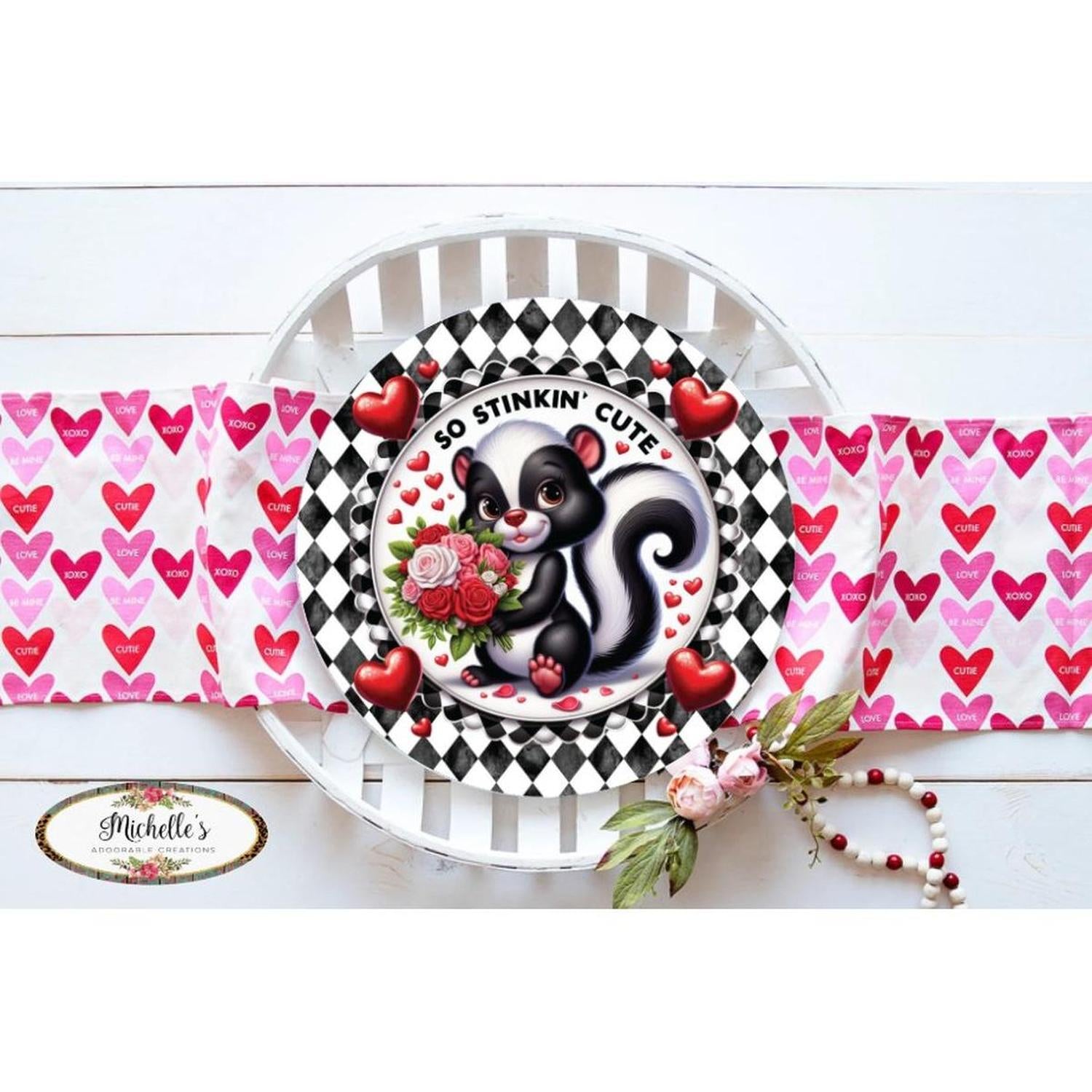 So Stinkin Cute Harlequin Skunk Round Sign