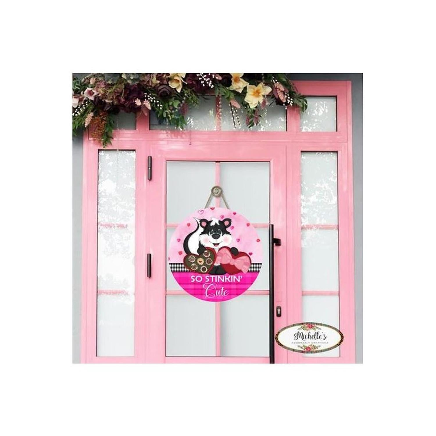Shop For So Stinkin Cute Skunk Valentine Sign - Wreath Enhancement at Michelle's aDOORable Creations