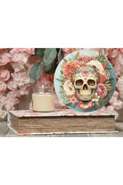Shop For Sugar Skull Teal Floral Sign - Wreath Enhancement